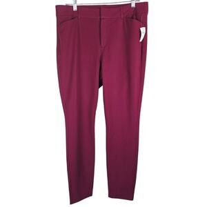 Old Navy High Rise Smooth Pockets Pixie Burgundy Women's Pants 16 NWT